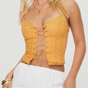 New Princess Polly Amitri Cotton Lace-Up Bustier Top